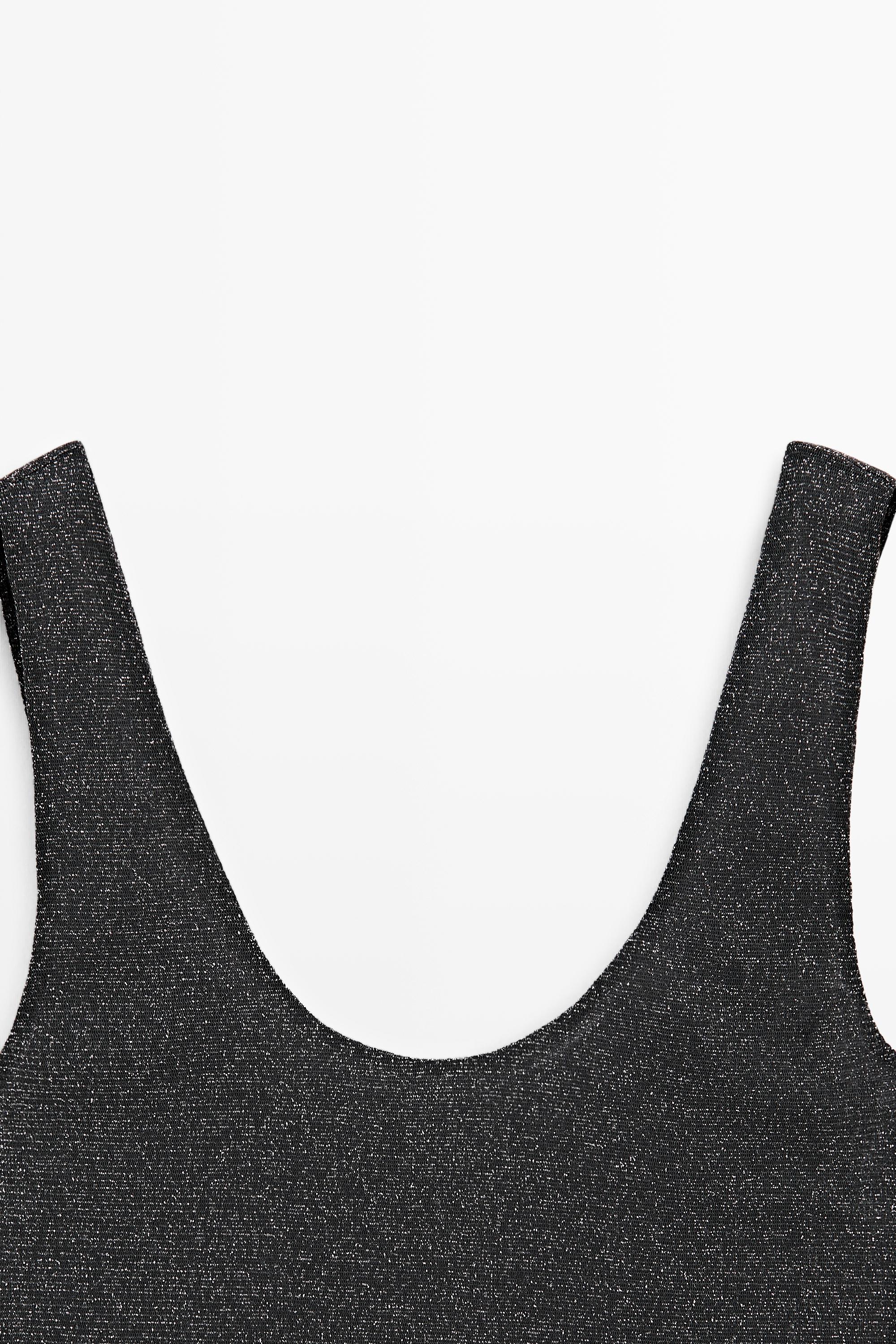 Semi-sheer metallic-effect strappy top